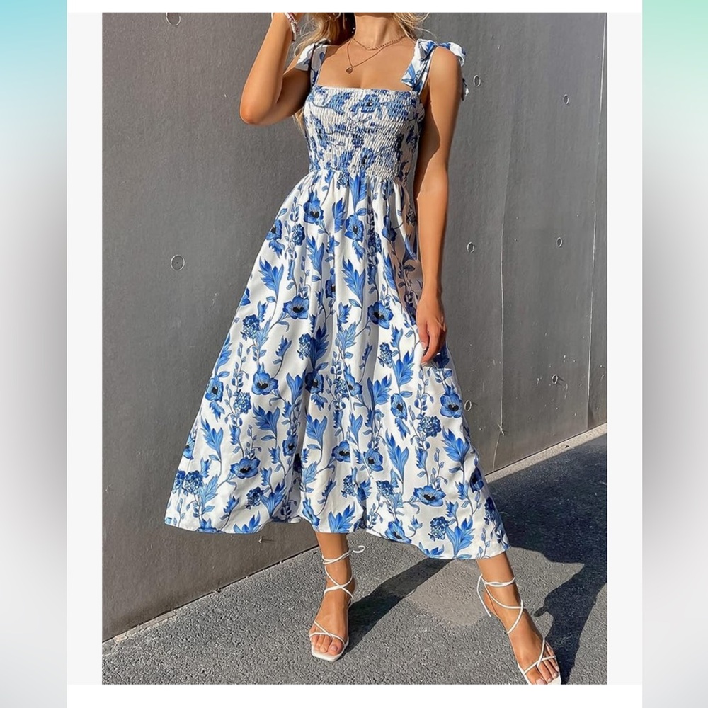 MakeMeChic Women's Summer Boho Casual Floral Print Maxi dress, Large